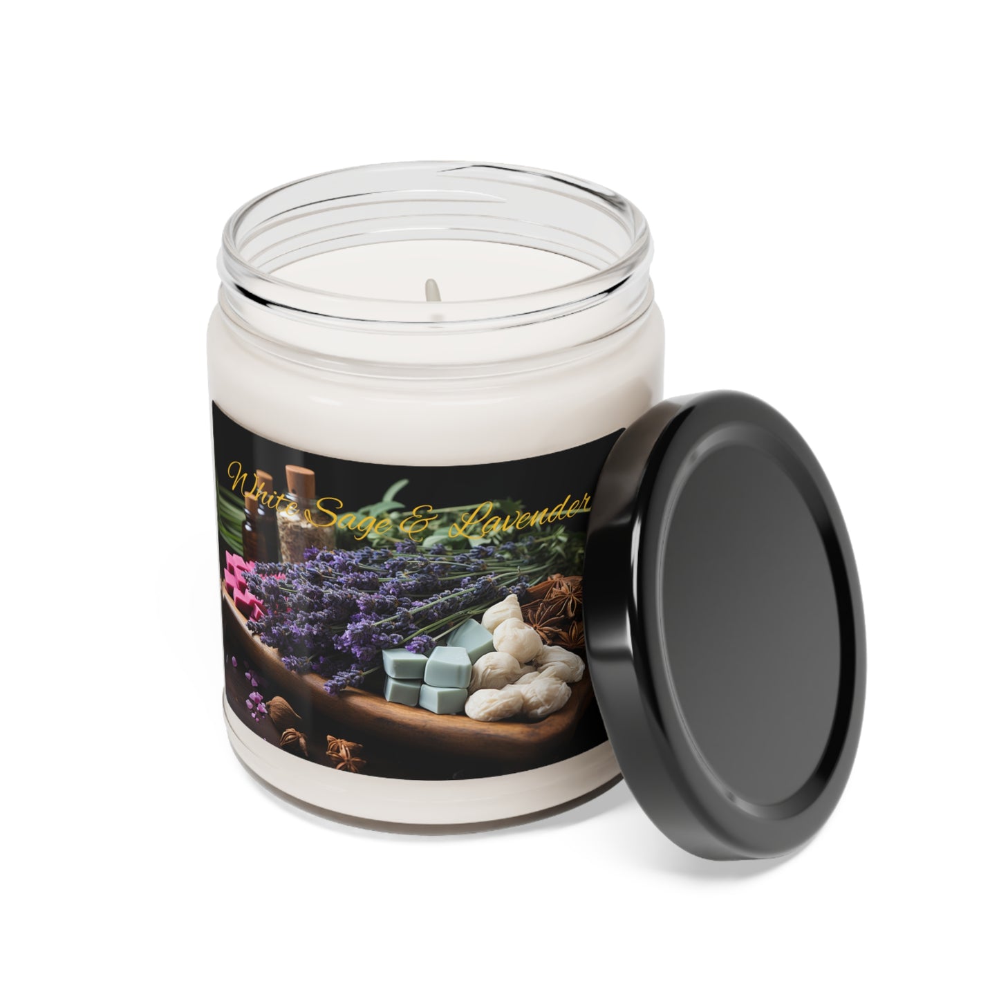 White Sage and Lavender Scented Soy Candle, 9oz