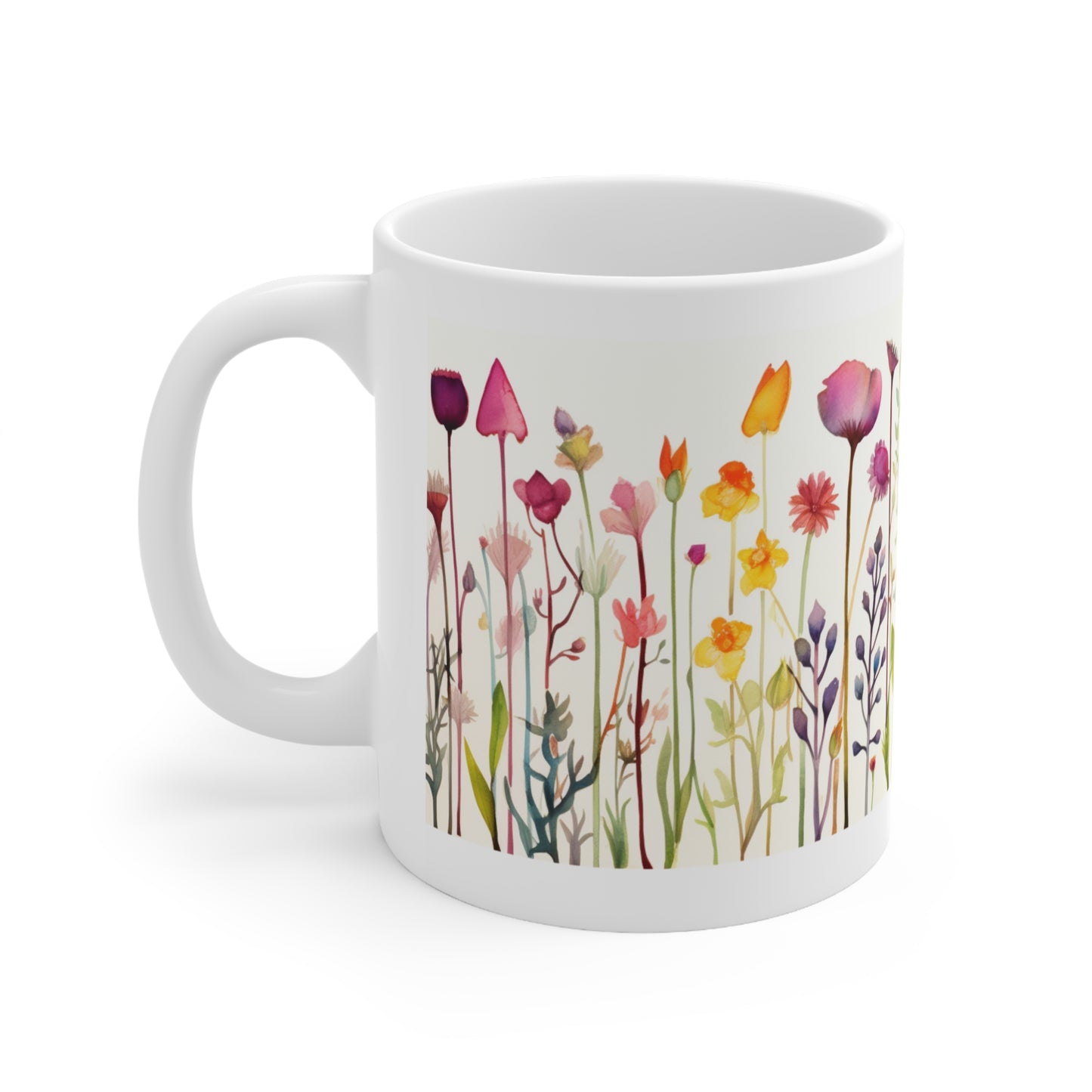 Blossom Burst Pressed Flower Mug Boho Wildflowers Cottagecore Coffee Mug Vintage Botanical Mug Flower Garden Lover Pastel Floral Nature