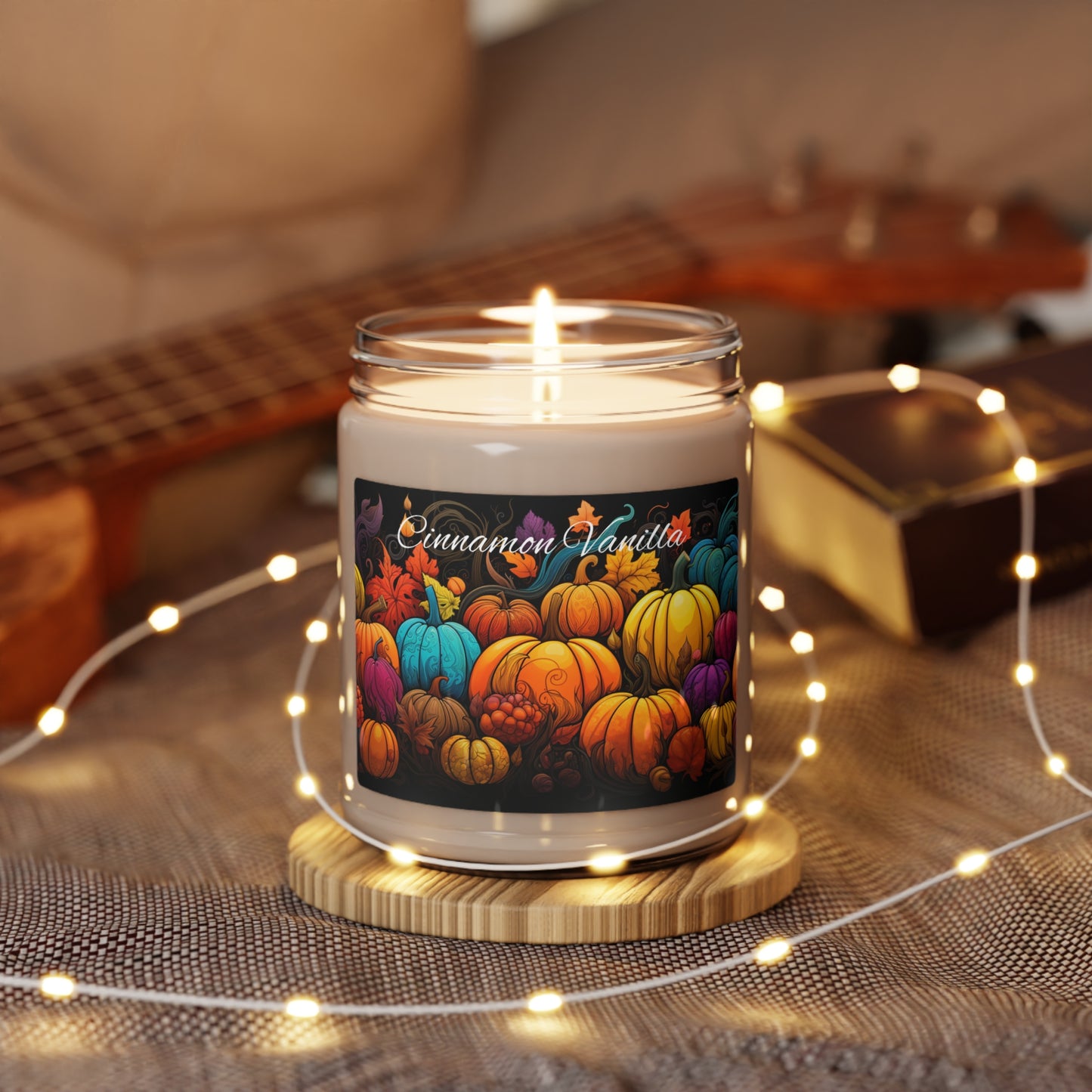 Halloween Candles Scented Cinnamon Vanilla Soy Candle, 9oz Vegan Soy Wax Halloween Decor Gift Cinnamon Vanilla