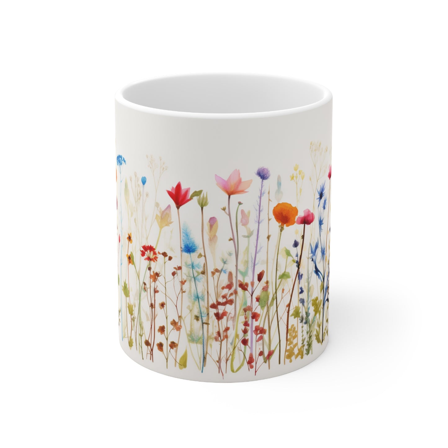 Flower Fiesta Pressed Flower Coffee Mug Boho Wildflowers Cottagecore Coffee Mug Vintage Botanical Mug Pressed Flower Garden Pastel Floral Nature