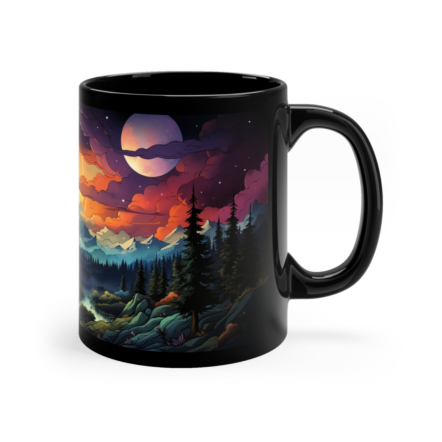 Panoramic Mountain Mug Tree Mug Tree Coffee Mug Forest Cup Woodland Mugs Tree Gift Tree coffee cup Nature Mug Woodland Forest Coffee Cup