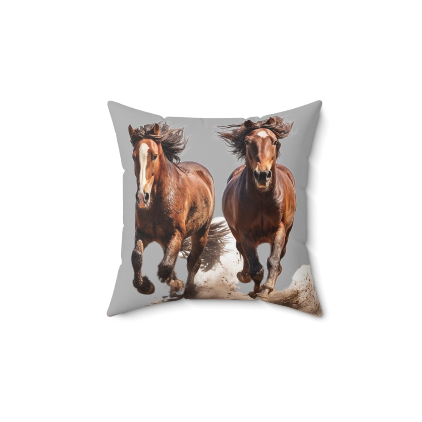Horse Spun Polyester Square Pillow Decorative Throw Micozyshop Boho Home Decor Cute Throw Spun Pillow