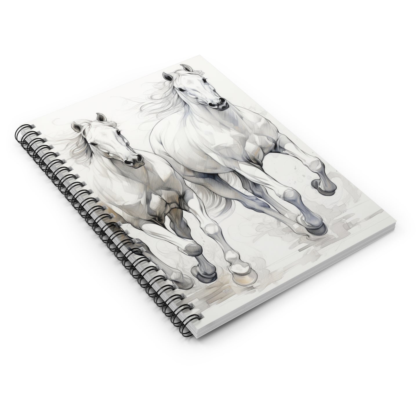 Horses Spiral Notebook Spiral Crazy Horse - Ruled Line Pages Field Notes Horse lover Gift Journal Cover Equine Lover