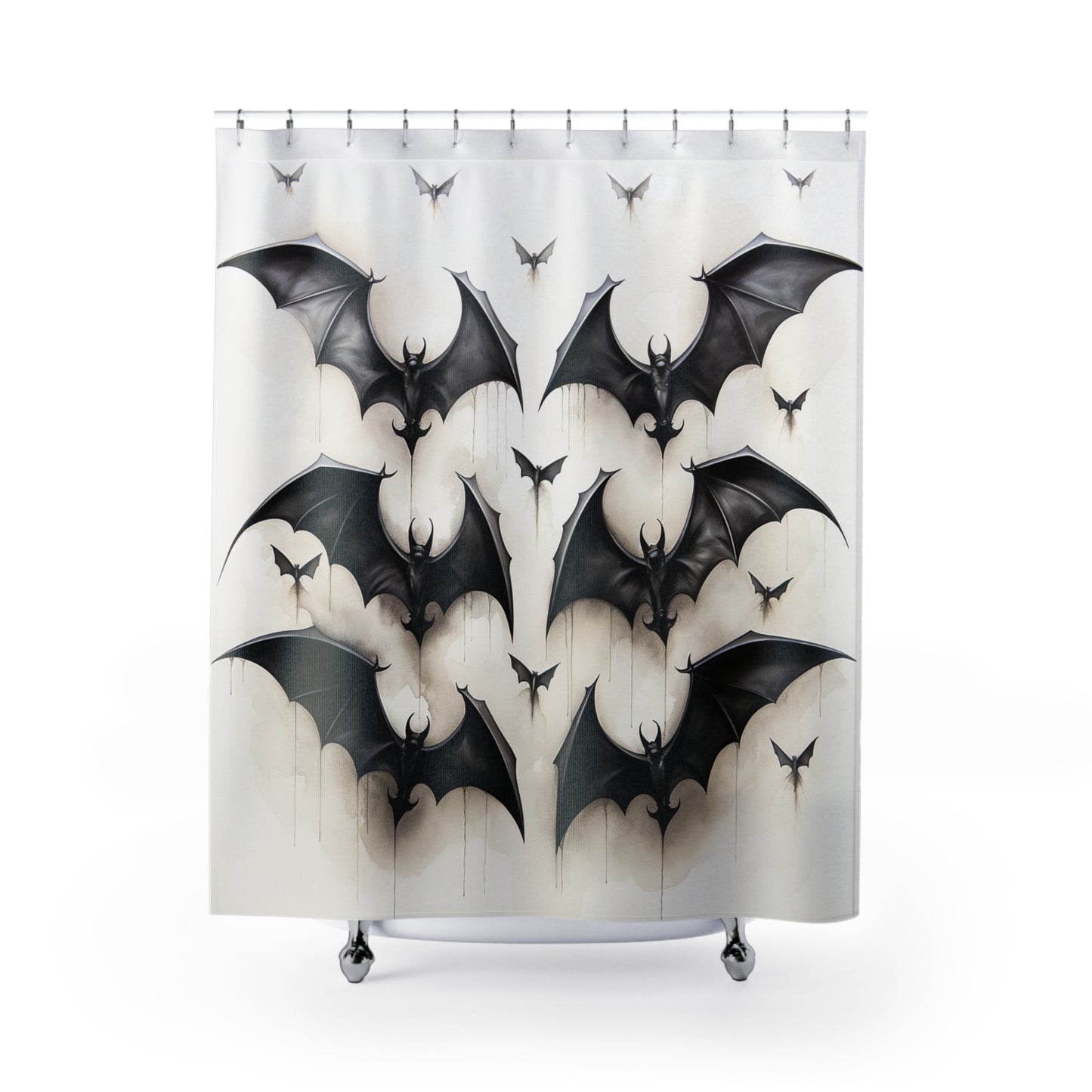 Bat Shower Curtain, Fun Shower Curtain, Dark Night Bathroom Curtain, Decoration for Bathroom, Vintage Primitive Folk Retro Curtain