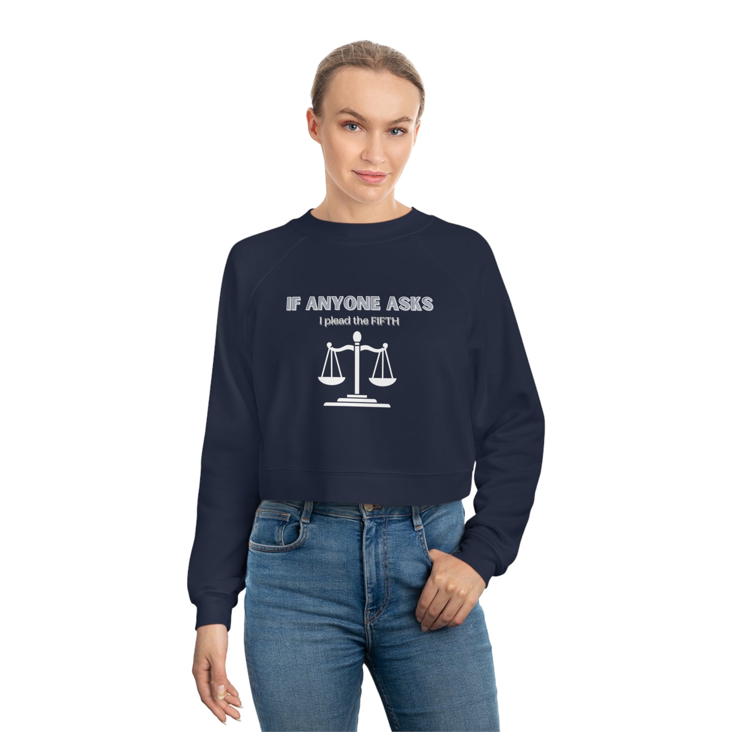 I plead the fifth Women's Cropped Fleece T-Shirt Inspirational Graphic Tee Motivational Tee Positive Vibes Shirt Trendy Eye Catching Tees