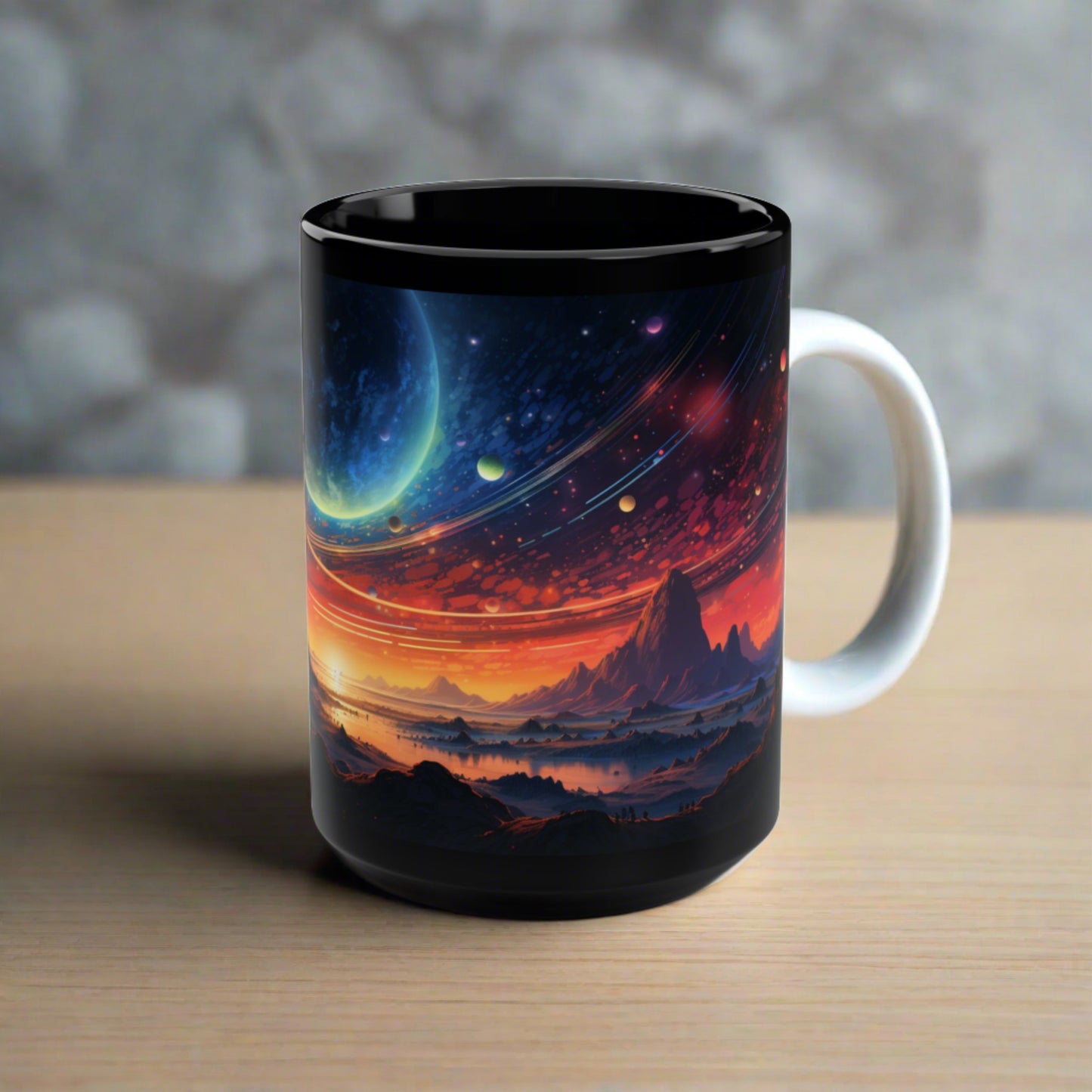 Galaxy Coffee Mug Cosmic Gift Boho Moon Stars Sun Celestial Mug 15oz
