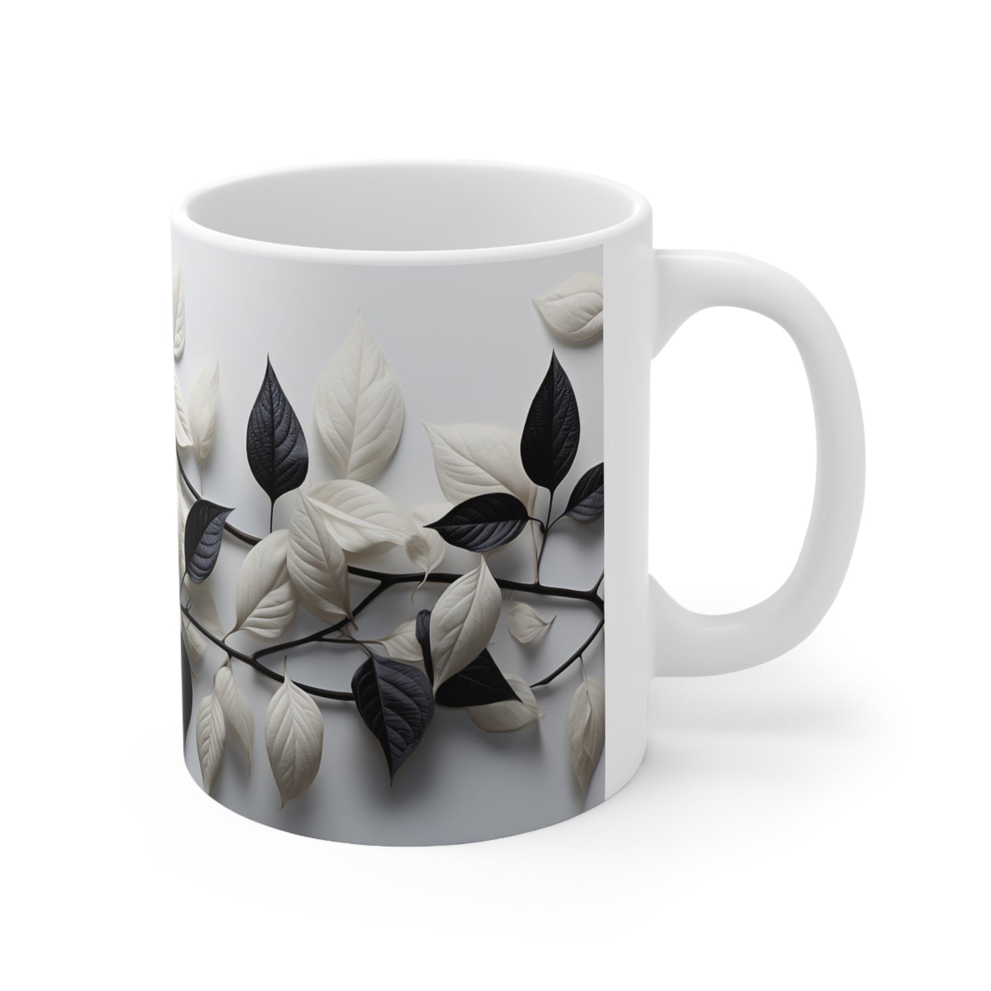 Black and White Flower Coffee Mug White and Black Flowers Coffee Mug ..Coffee mug Ceramic Mug 11oz