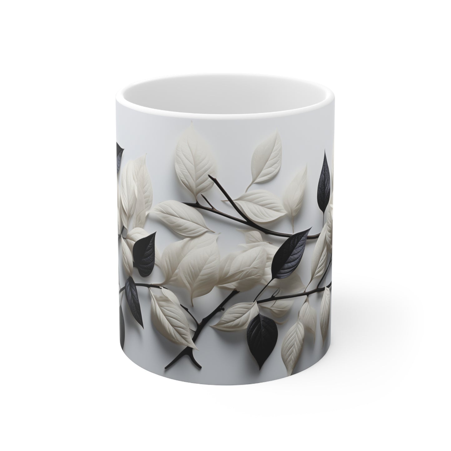 Black and White Flower Coffee Mug White and Black Flowers Coffee Mug ..Coffee mug Ceramic Mug 11oz
