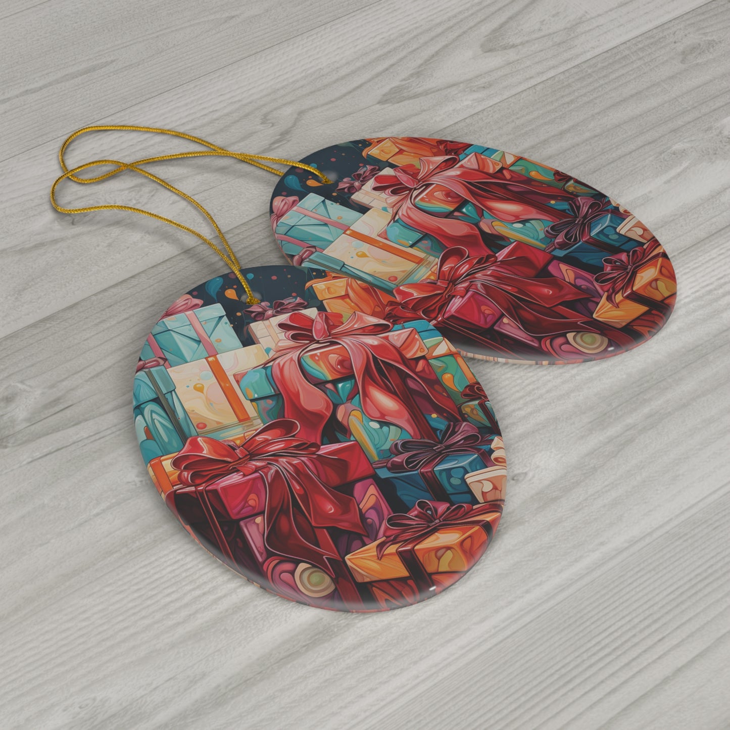 Christmas Present Tree Ornaments Vintage Retro Ornaments Ceramic Ornament, 1-Pack