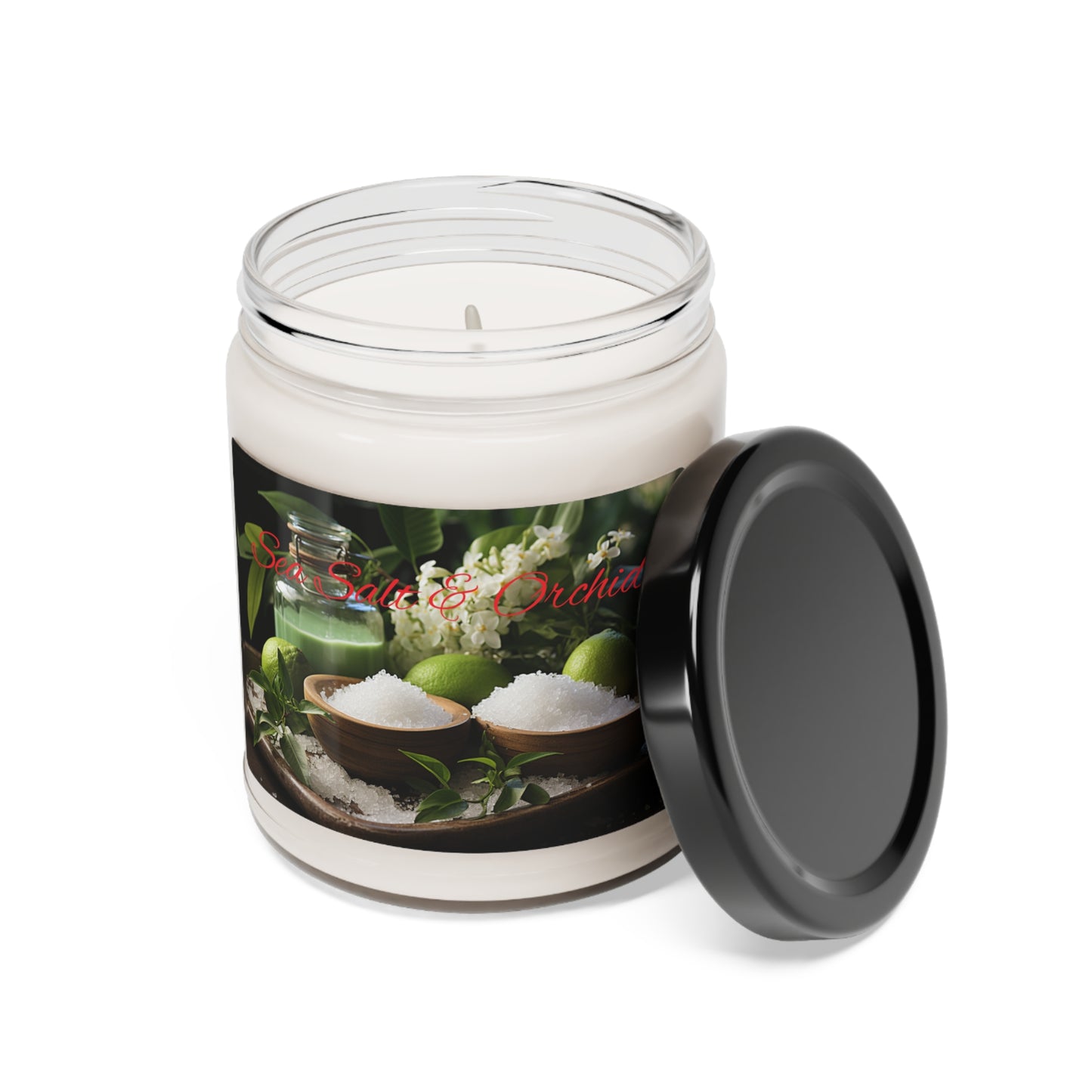 Sea Salt and Orchid Scented Soy Candle 9oz Ocean Salt and Orchid all Natural Vegan depression disorder awareness Beach Inspiring Light Airy