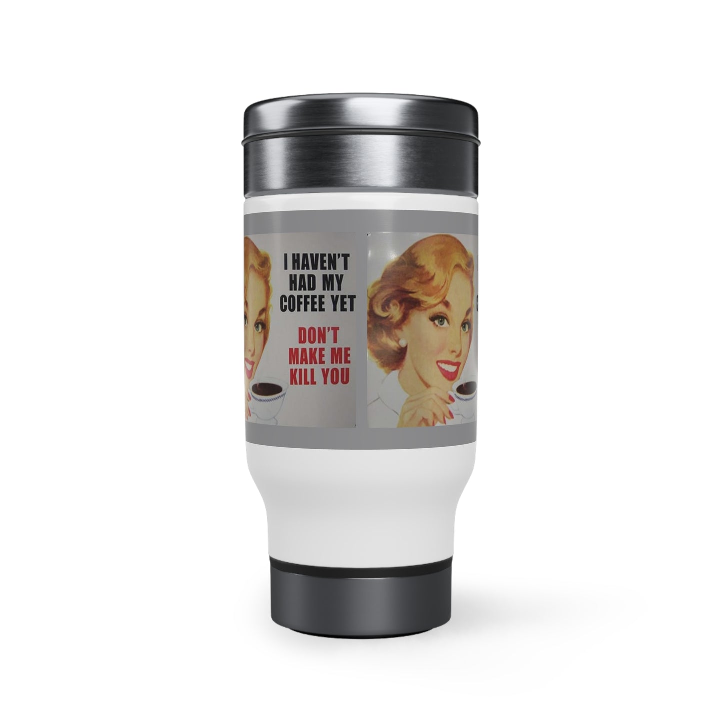Vintage Classic Retro Style Stainless Steel Travel Mug with Handle, 14oz