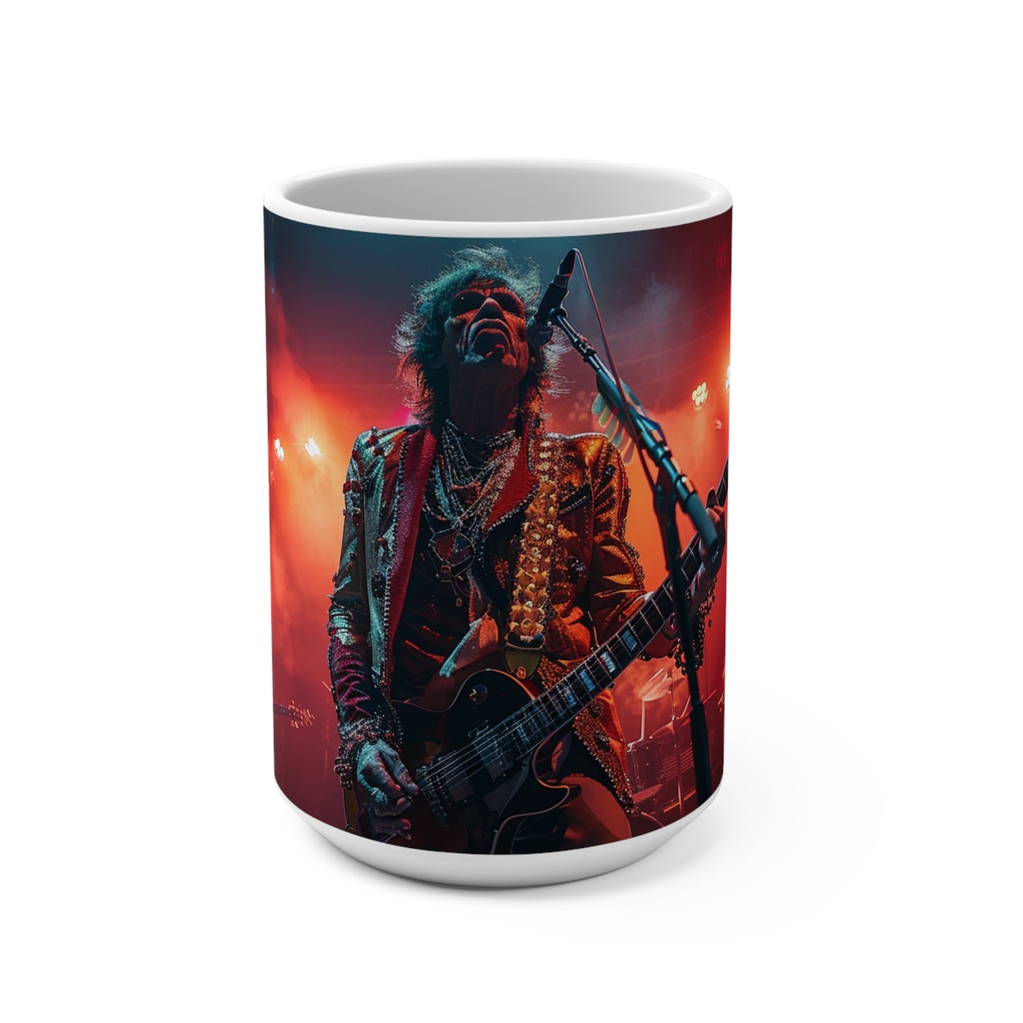 Rolling Stones Tour Coffee Mug 15oz On Stage Rendition of Mick Jaggar English Singer
