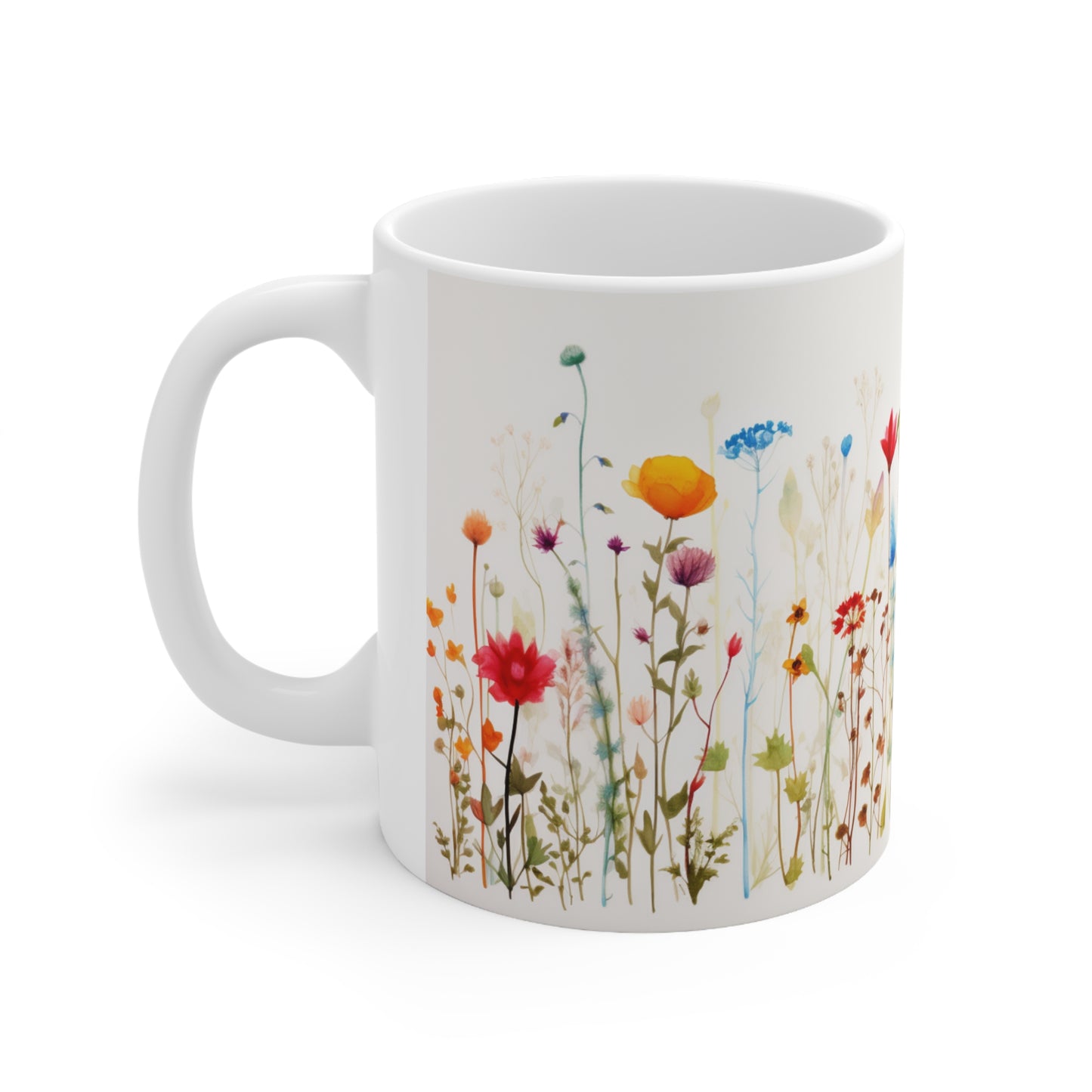 Flower Fiesta Pressed Flower Coffee Mug Boho Wildflowers Cottagecore Coffee Mug Vintage Botanical Mug Pressed Flower Garden Pastel Floral Nature