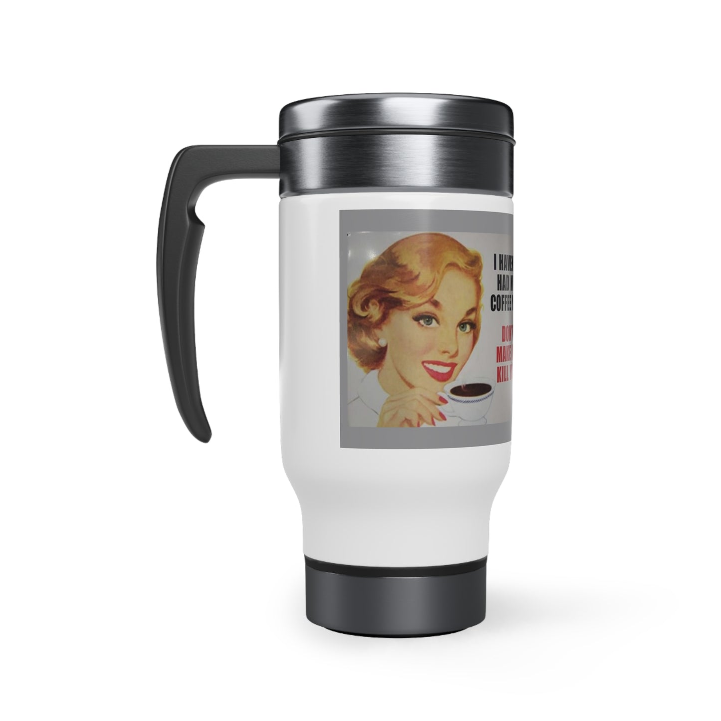Vintage Classic Retro Style Stainless Steel Travel Mug with Handle, 14oz