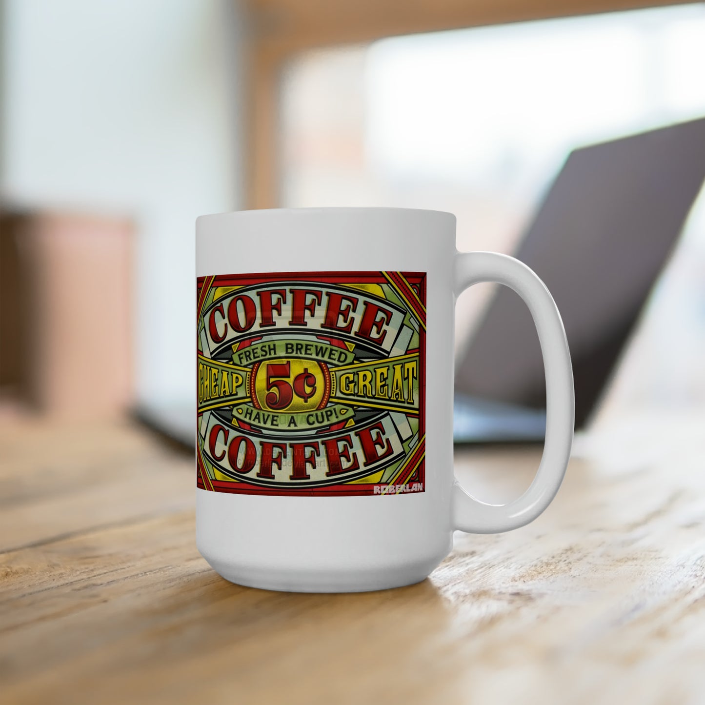 Vintage Coffee Mug Classic Boho Style Mugs Coffee Cup Retro Effects 15oz