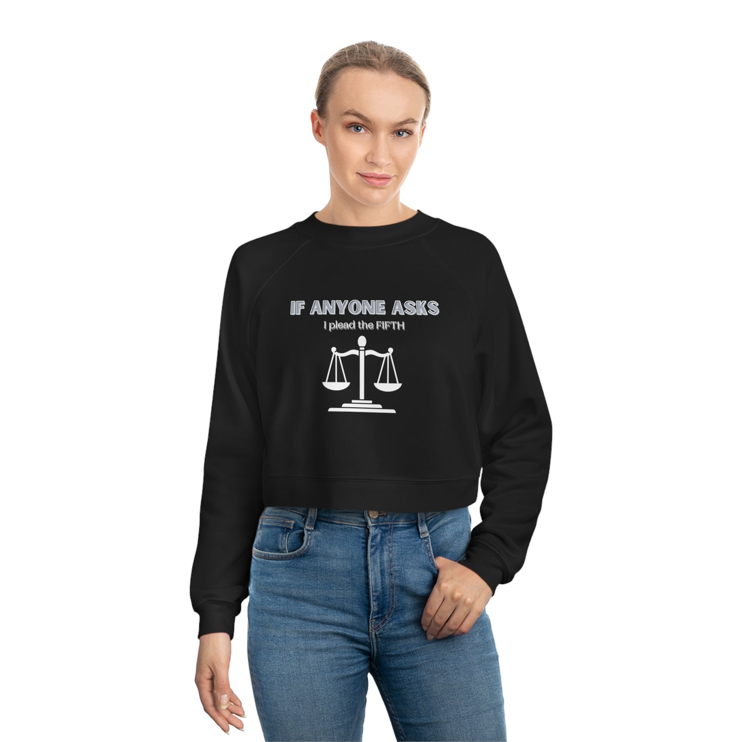 I plead the fifth Women's Cropped Fleece T-Shirt Inspirational Graphic Tee Motivational Tee Positive Vibes Shirt Trendy Eye Catching Tees