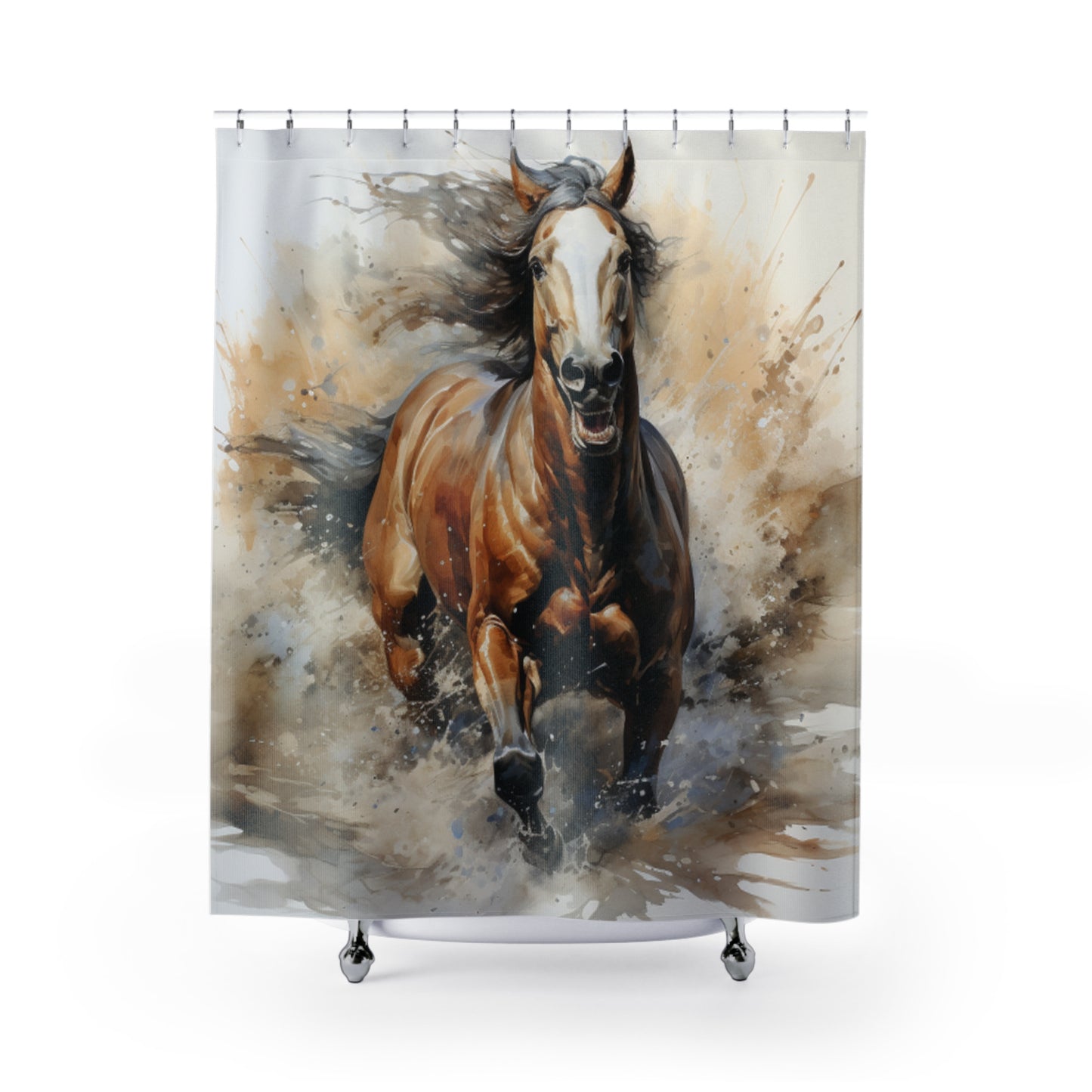Wild Horse Shower Curtain Horse Bath Curtain Bathroom Decor Horse Galloping Horse Shower Fabric Curtain Cowgirl Western Bath Decoration