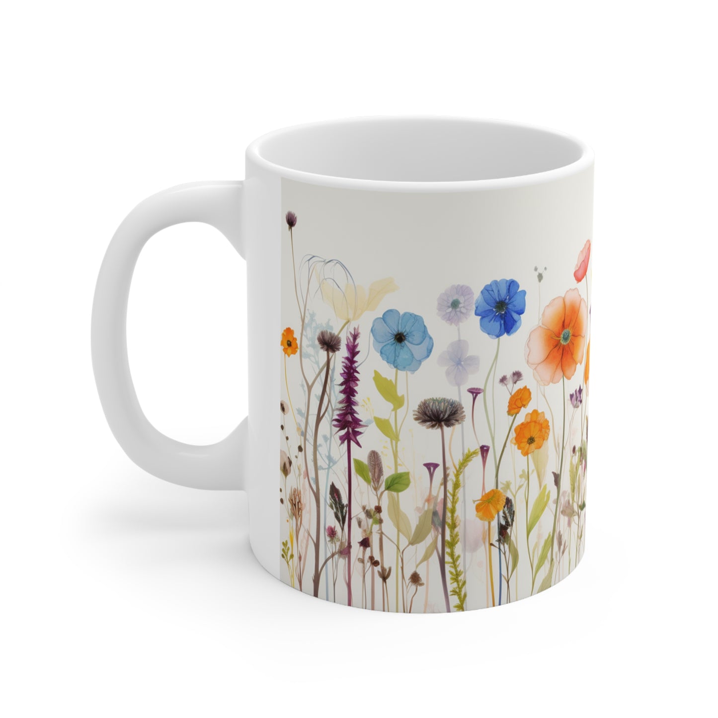 Blooming Inspiration Pressed Flower Mug Boho Wildflowers Cottagecore Coffee Mug Vintage Botanical Mug Flower Garden Pastel Floral Nature
