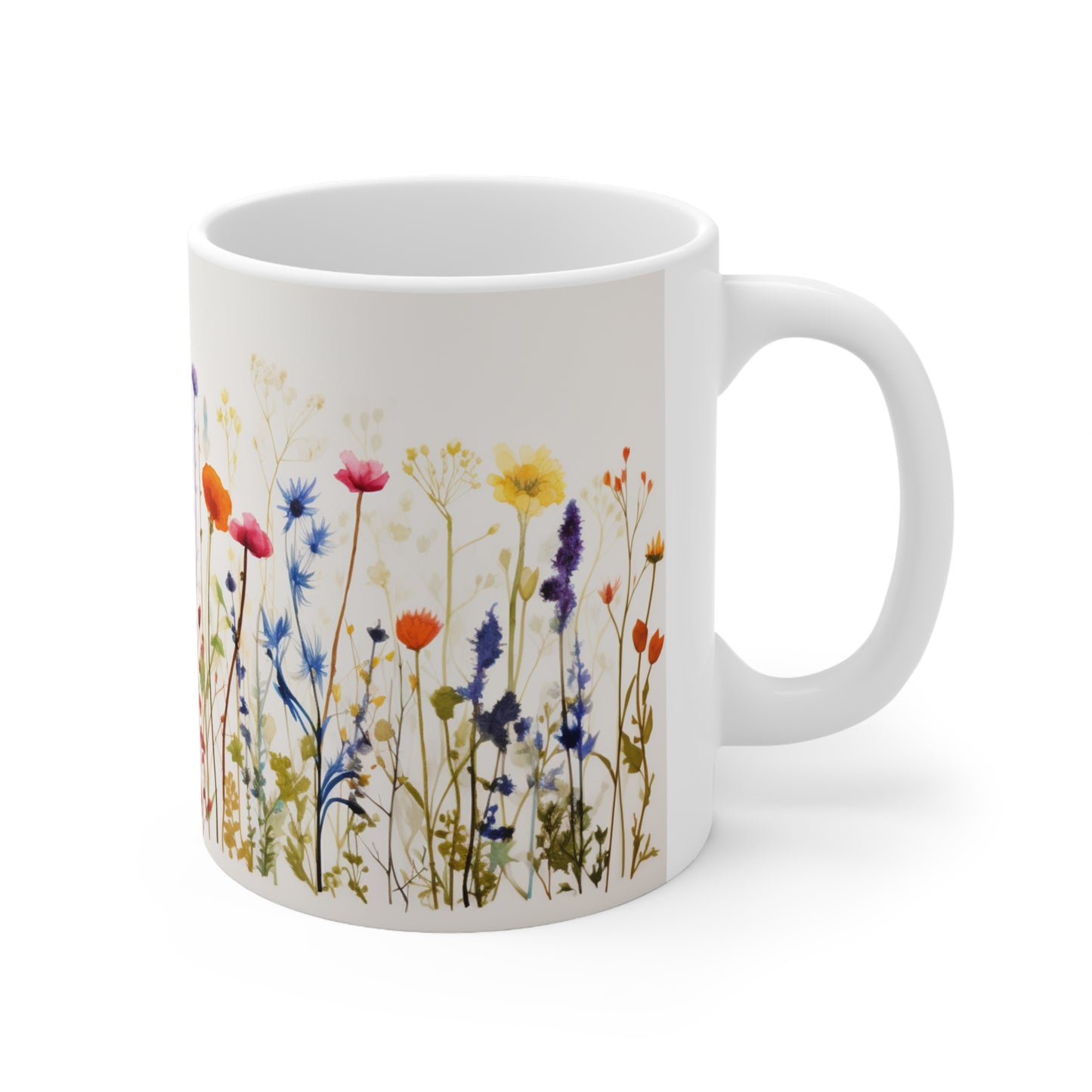 Flower Fiesta Pressed Flower Coffee Mug Boho Wildflowers Cottagecore Coffee Mug Vintage Botanical Mug Pressed Flower Garden Pastel Floral Nature