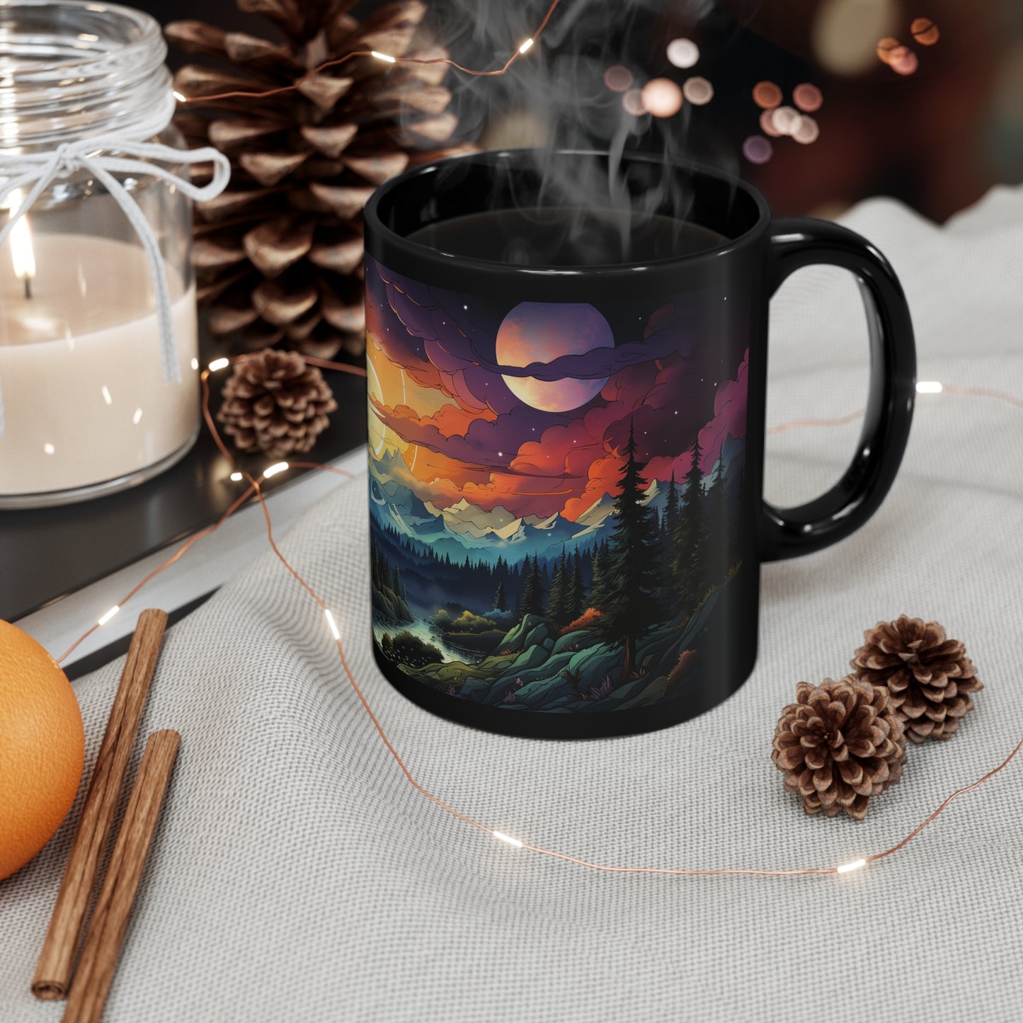 Panoramic Mountain Mug Tree Mug Tree Coffee Mug Forest Cup Woodland Mugs Tree Gift Tree coffee cup Nature Mug Woodland Forest Coffee Cup