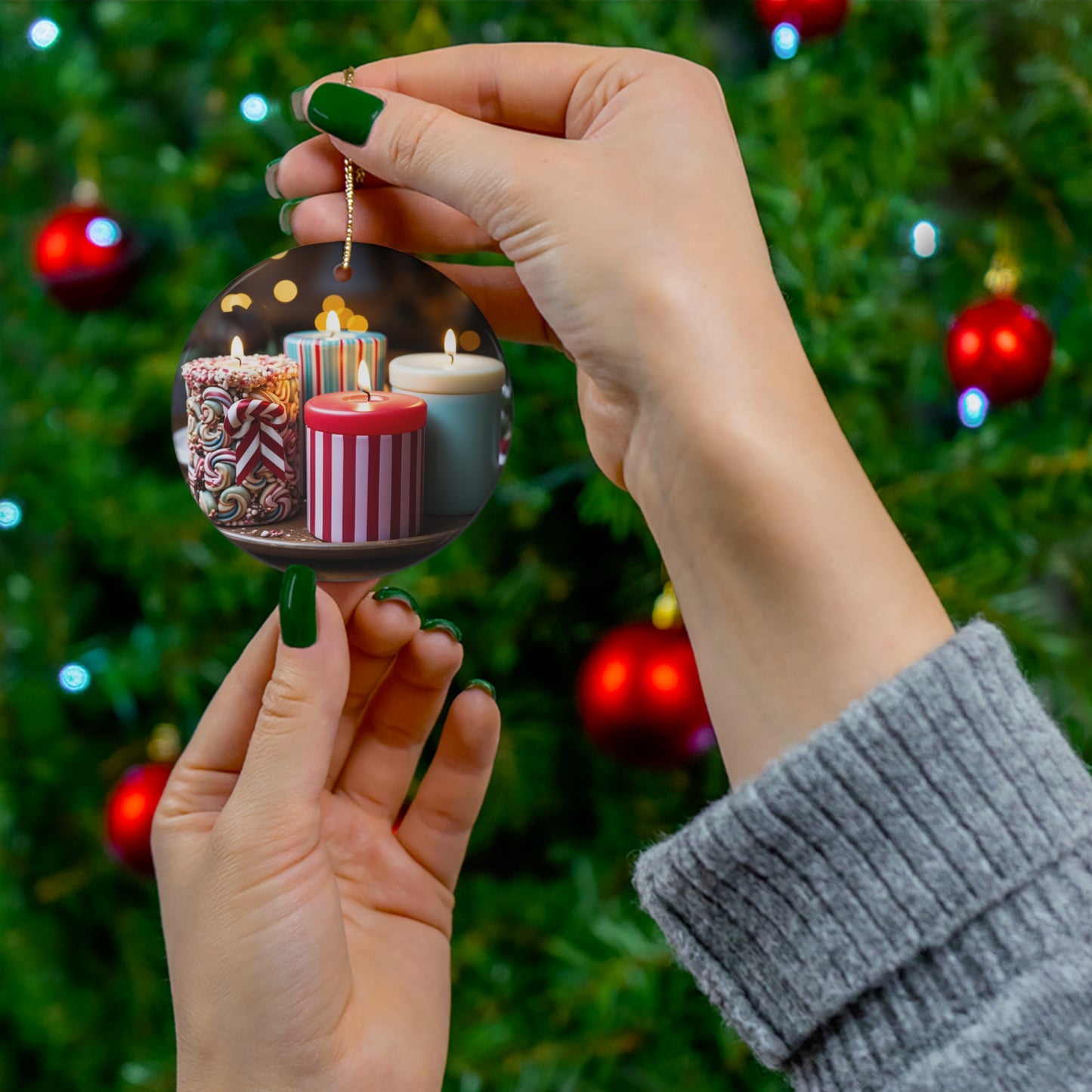 Ceramic Ornament, Christmas Candle Tree Ceramic Ornament, 1-Pack Stocking Stuffer Christmas Ornaments Reto Tree Ornaments