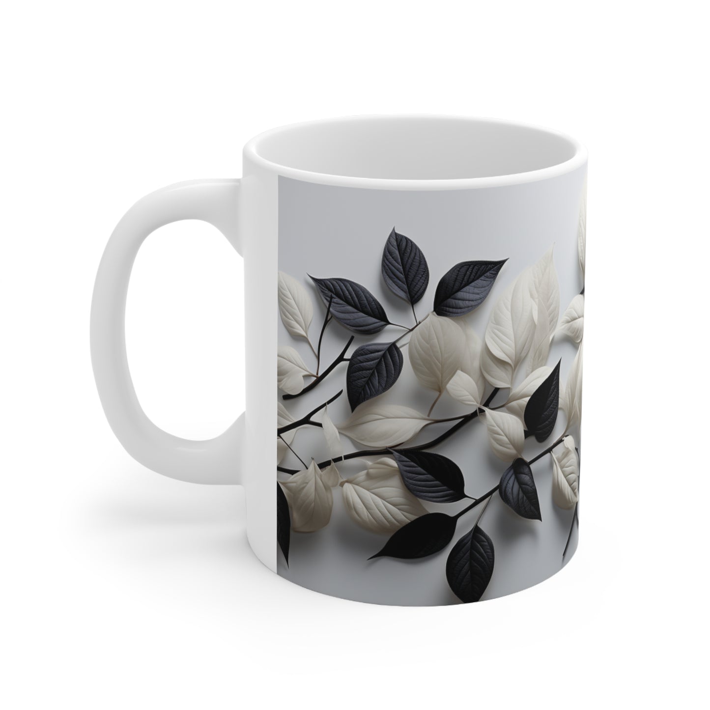 Black and White Flower Coffee Mug White and Black Flowers Coffee Mug ..Coffee mug Ceramic Mug 11oz