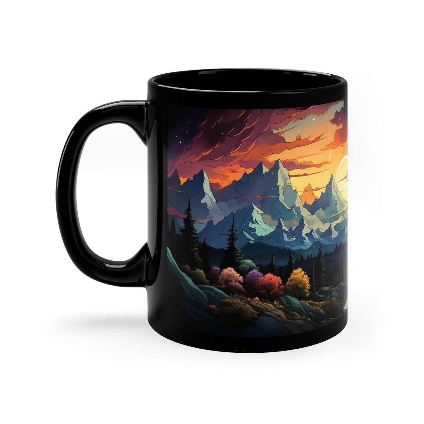 Panoramic Mountain Mug Tree Mug Tree Coffee Mug Forest Cup Woodland Mugs Tree Gift Tree coffee cup Nature Mug Woodland Forest Coffee Cup