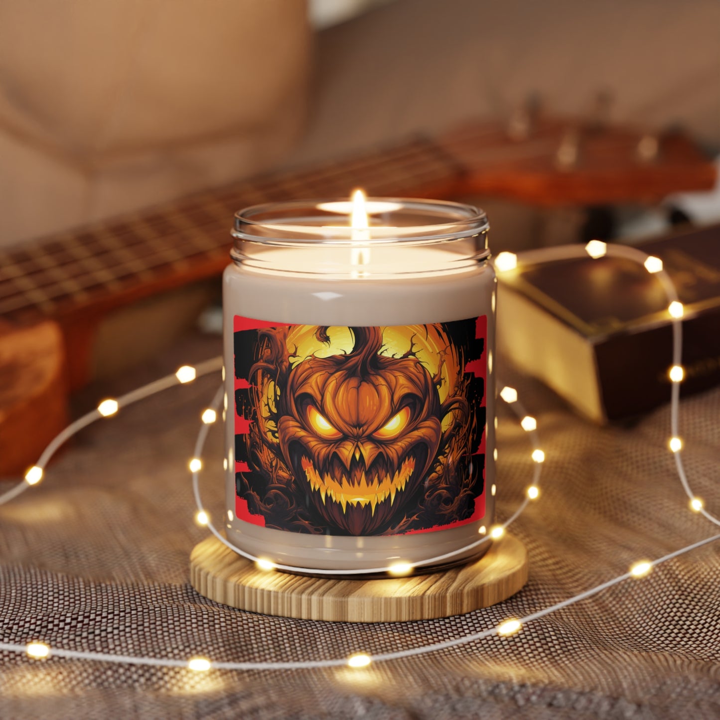 Halloween Decor Scented 5 Different Sents Soy Candle, 9oz Vegan Soy Wax Home Decor Cinnamon Vanilla, Clean Cotten, Apple Harvest and more
