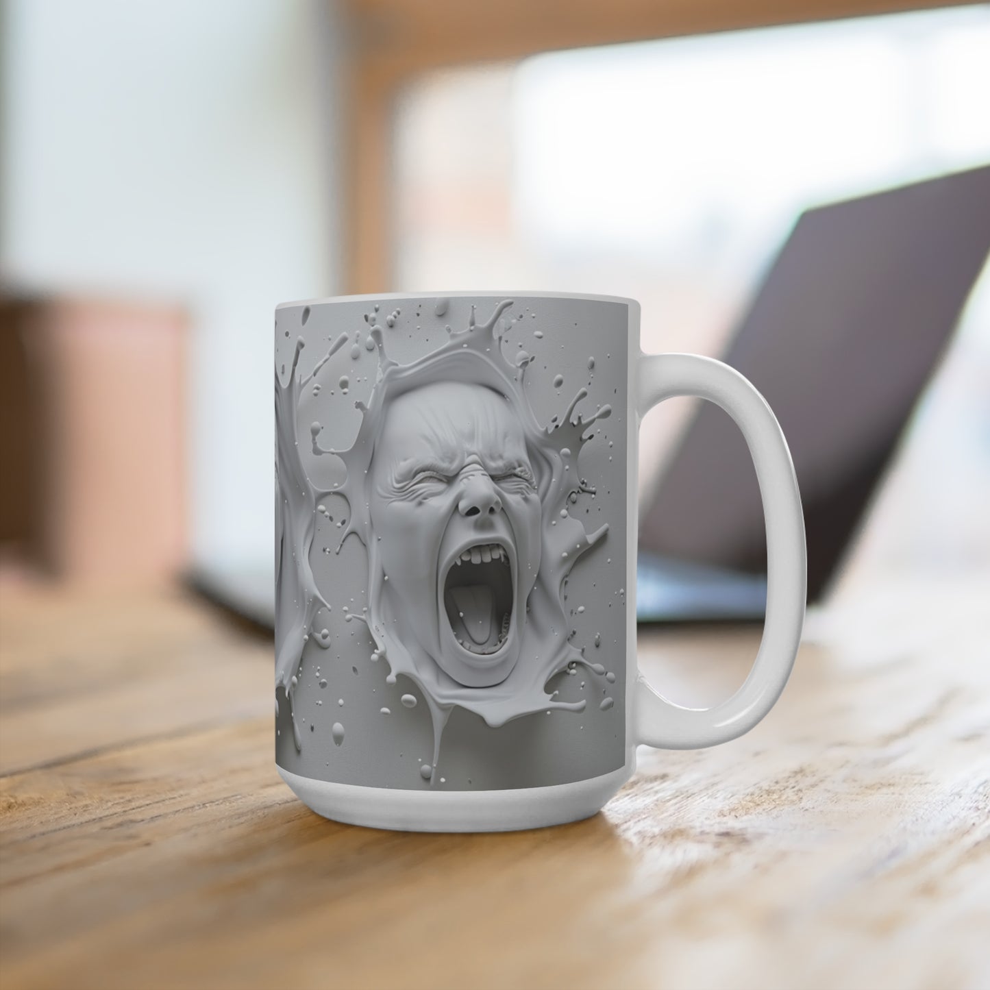 Funny Face 3D Coffee Mug 15oz Scary Faces Mug Ceramic Gift Morning Smiles