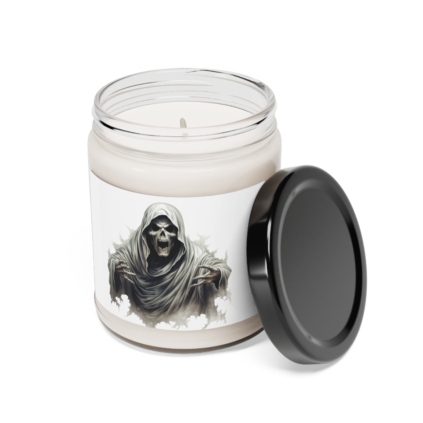 Spooky Ghost Scented 5 Different Sents Soy Candle, 9oz Vegan Soy Wax Home Decor Cinnamon Vanilla, Clean Cotten, Apple Harvest and more