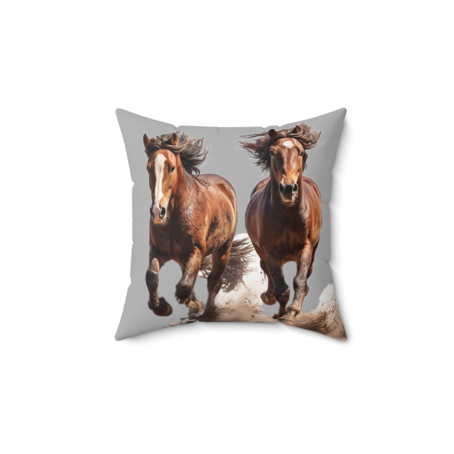 Horse Spun Polyester Square Pillow Decorative Throw Micozyshop Boho Home Decor Cute Throw Spun Pillow