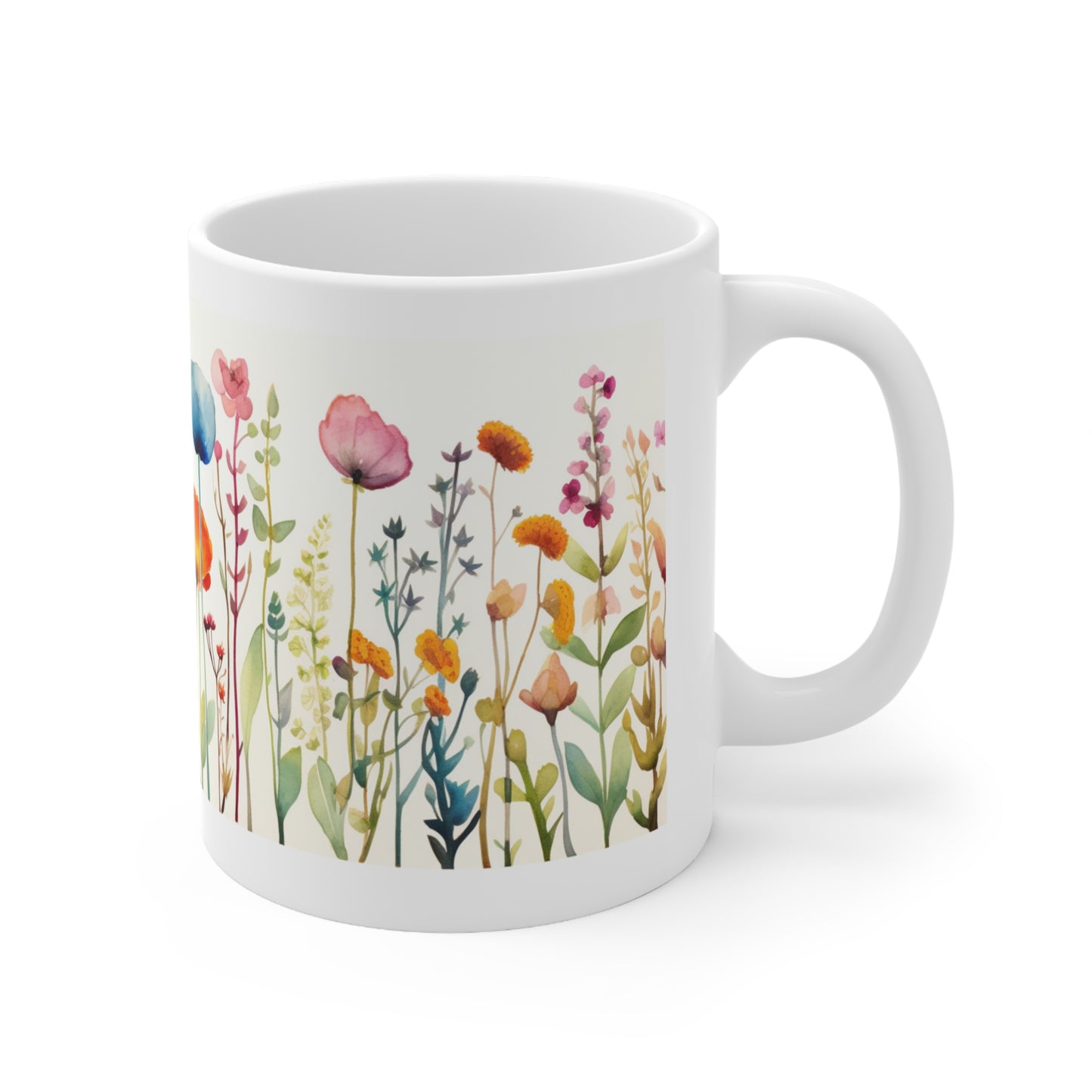 Blossom Burst Pressed Flower Mug Boho Wildflowers Cottagecore Coffee Mug Vintage Botanical Mug Flower Garden Lover Pastel Floral Nature