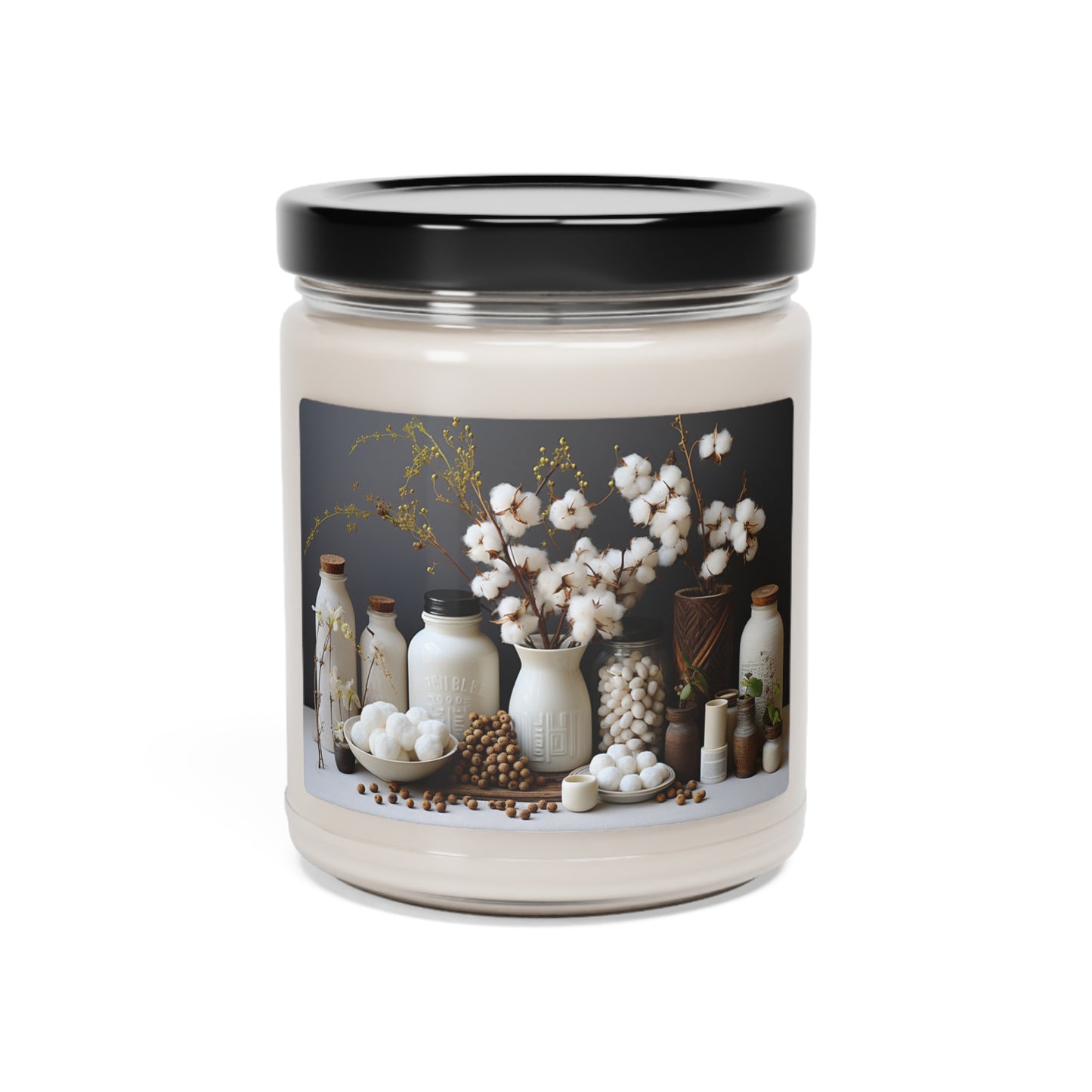 Clean Cotton Scented Soy Candle 9oz Vegan Wax Soy Fresh Linen cotton scent in Clear Glass Jar Spa Cadle for home decor Clean Smell
