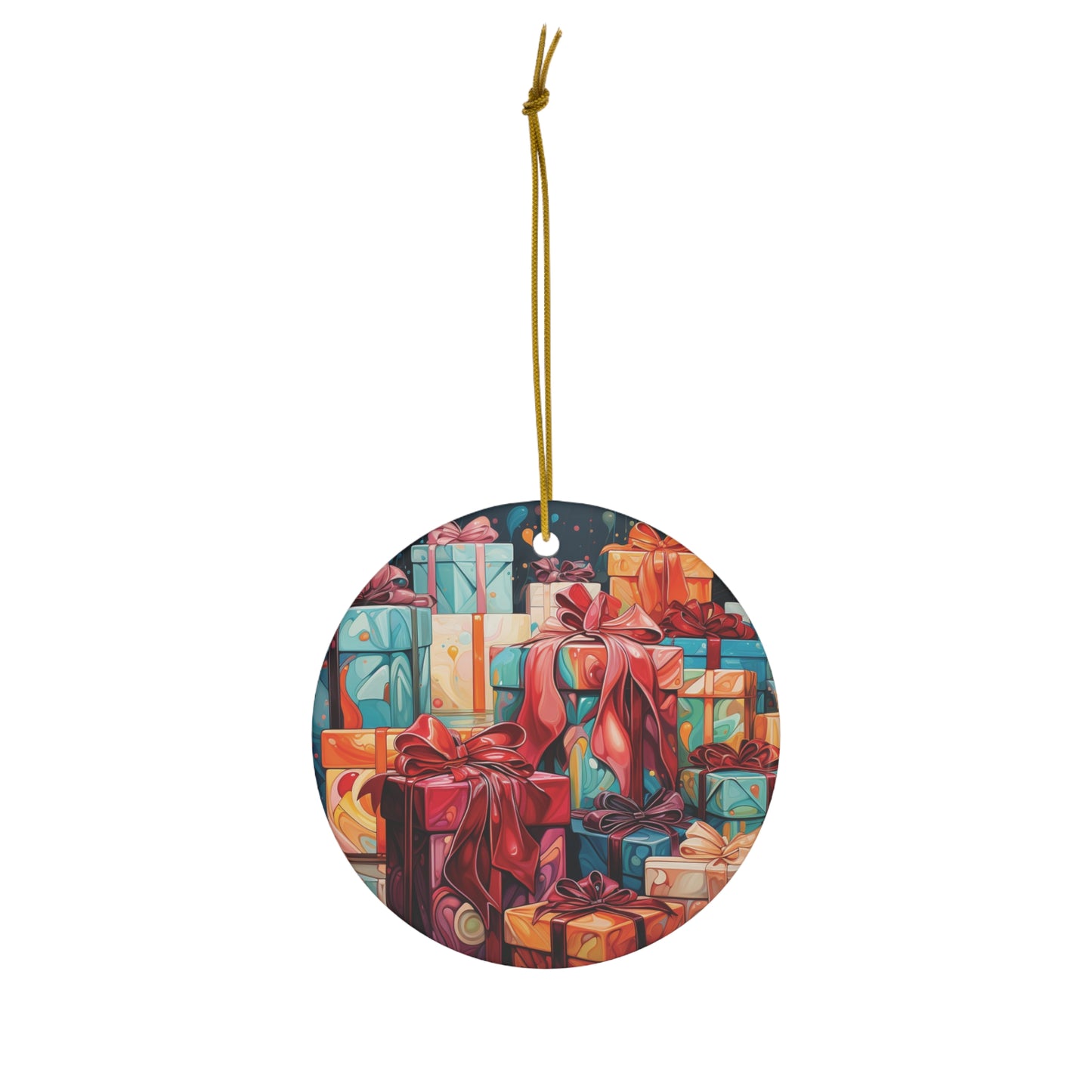 Christmas Present Tree Ornaments Vintage Retro Ornaments Ceramic Ornament, 1-Pack