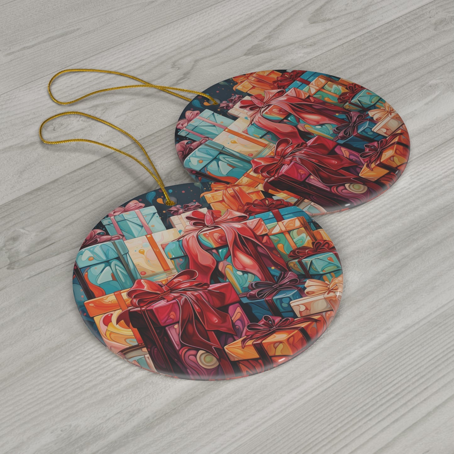 Christmas Present Tree Ornaments Vintage Retro Ornaments Ceramic Ornament, 1-Pack