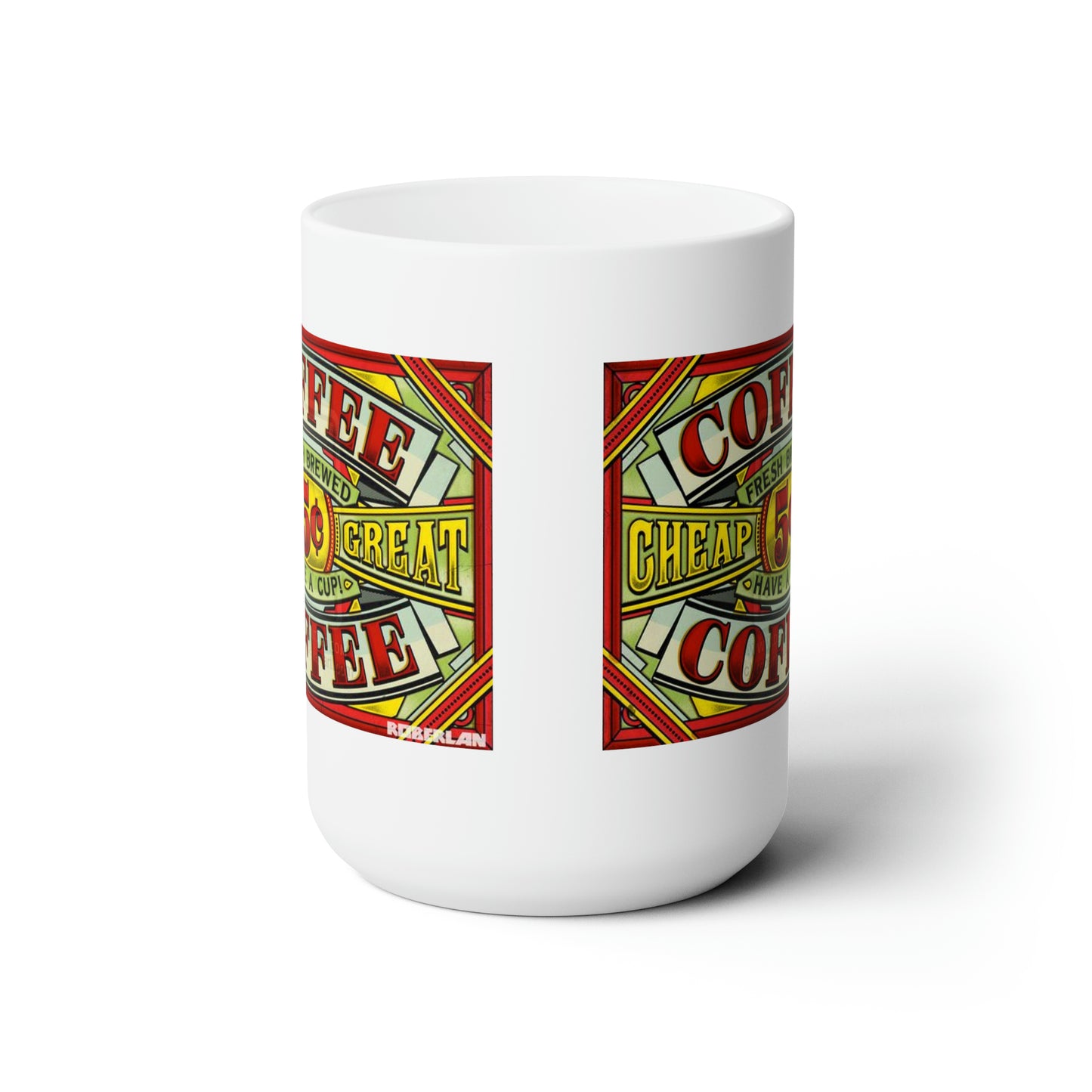 Vintage Coffee Mug Classic Boho Style Mugs Coffee Cup Retro Effects 15oz