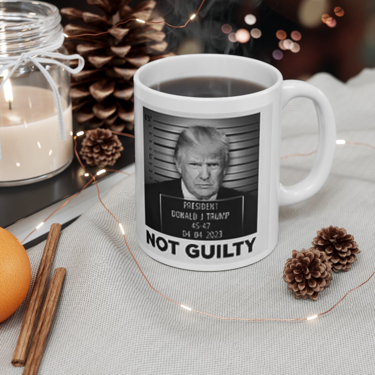 Trump Mugshot - Coffee Mug Shot "From the White House to the Big House" three colors Accent Coffee Mug, 11oz