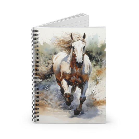 Spiral Notebook with Horses - Ruled Line Notebook Journal Stallion Bold Horse Cover Softcover Note Book