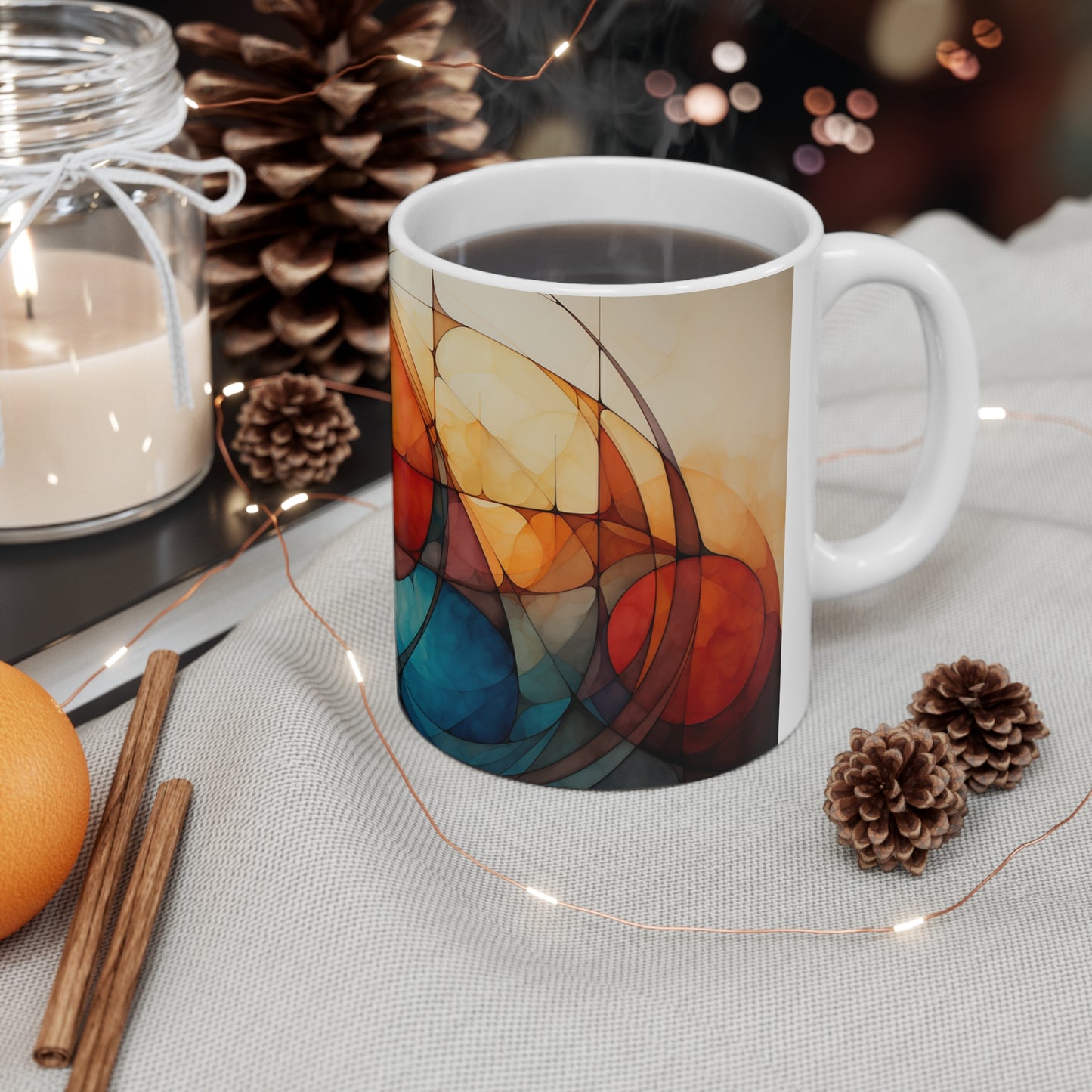 Geometric Design Mug Colorful Crescent Design Ceramic Coffee Cup Celestial Gift Home Decor Drinkware New Design Coffee Cup