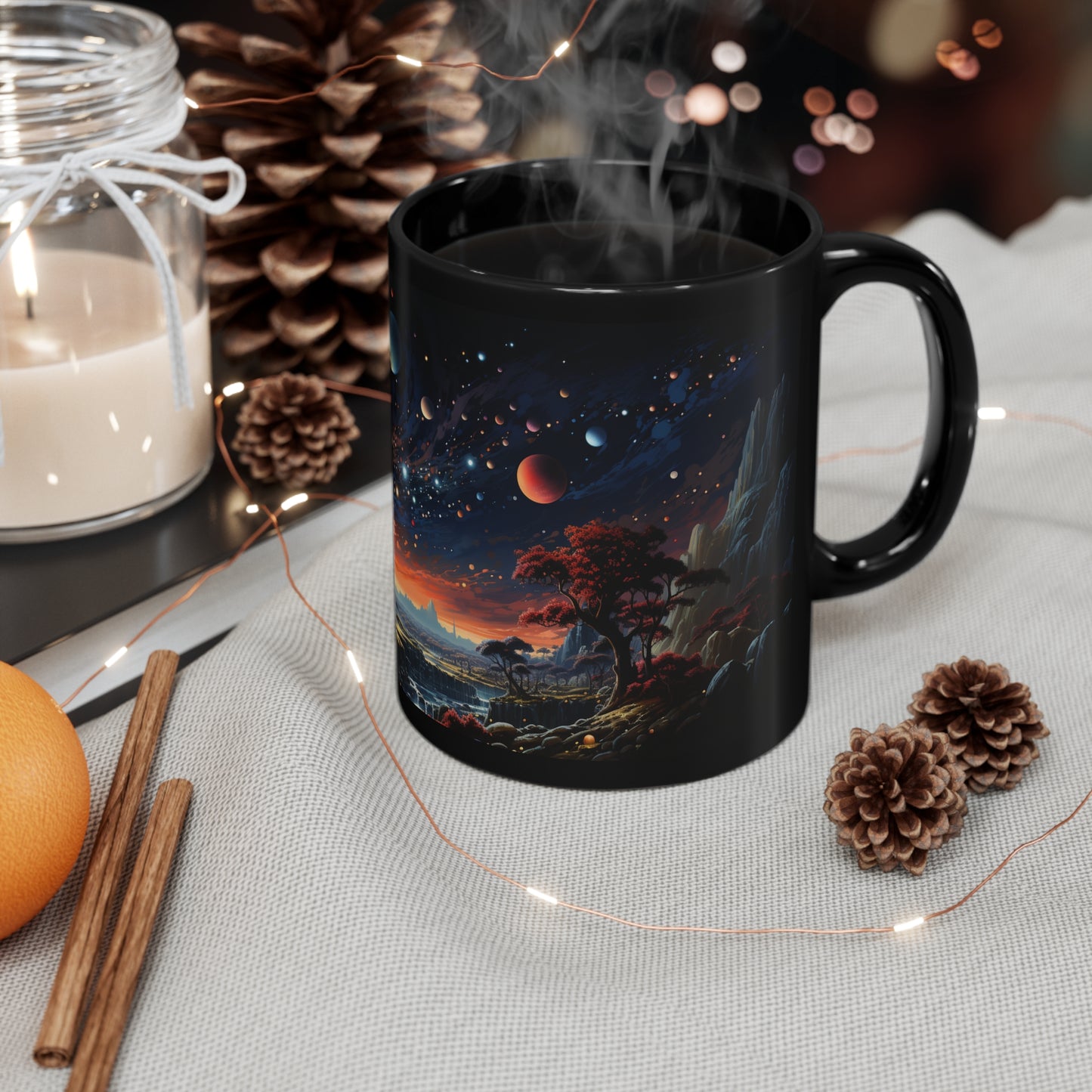 Space, Coffee Mugs Galaxies Outer Space Coffee Mug Planets Black Psychedelic Astronaut Constellation of Other worlds Galaxy Coffee Mug