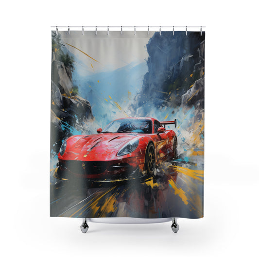 Boy Girl Kids Shower Curtain, Brother Sister Siblings Shared Bathroom Decor, Sports Car Shower Curtains, Cute Shower Curtain