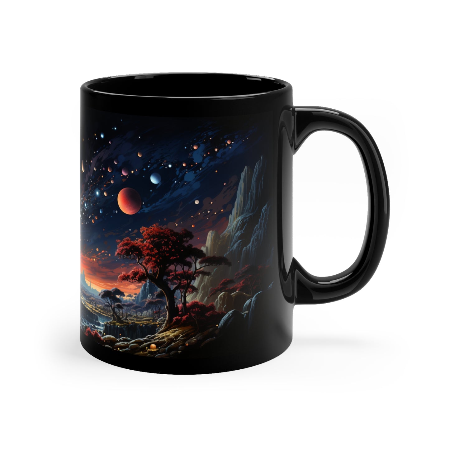 Space, Coffee Mugs Galaxies Outer Space Coffee Mug Planets Black Psychedelic Astronaut Constellation of Other worlds Galaxy Coffee Mug