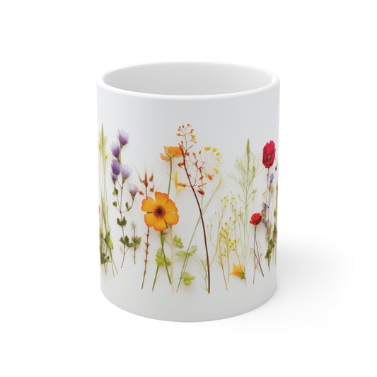 Petal Power Flower long stem coffee mug, soft pastels elegant to-go cup, beautiful vibrant blossom mug, morning brew floral ceramic mugs