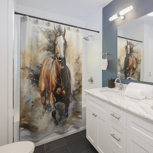 Wild Horse Shower Curtain Horse Bath Curtain Bathroom Decor Horse Galloping Horse Shower Fabric Curtain Cowgirl Western Bath Decoration