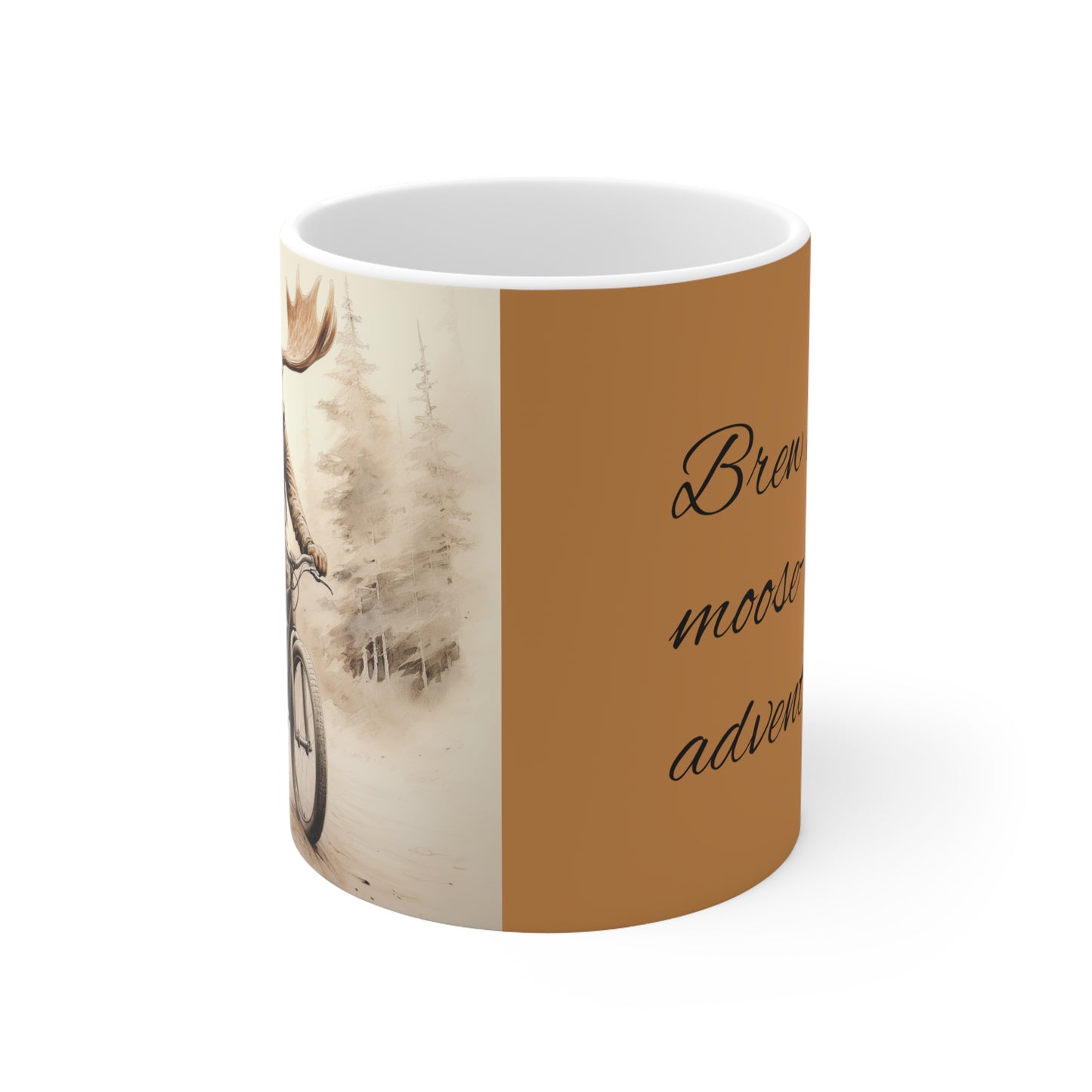 Moose on Bicycle Coffee Mug Animal Riding a Bike Animals on Wheels Biker Moose