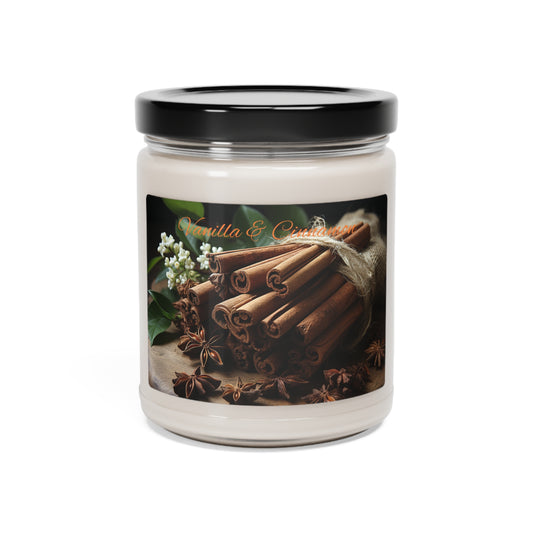 Vanilla and Cinnamon Scented Soy Fall Candle 9oz Vegan Living Housewarming Home Decor Natural Clean Aromatherapy Fall House Seasonal Scented