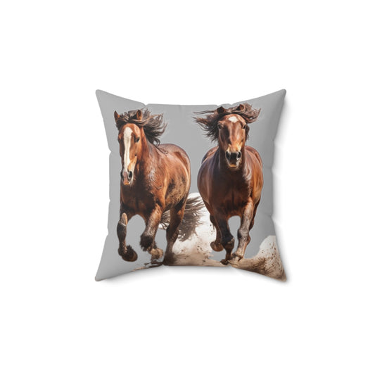Horse Spun Polyester Square Pillow Decorative Throw Micozyshop Boho Home Decor Cute Throw Spun Pillow