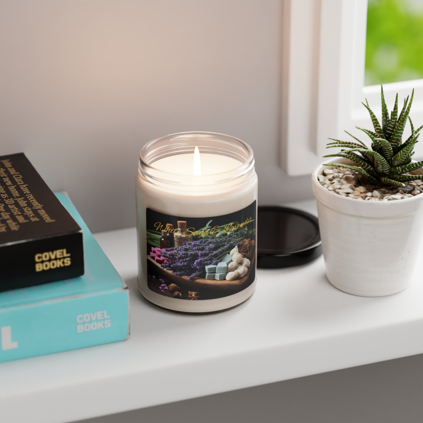 White Sage and Lavender Scented Soy Candle, 9oz