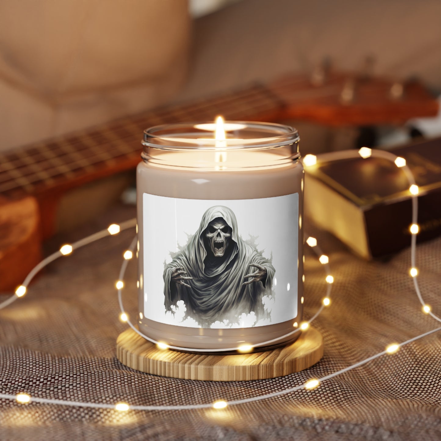Spooky Ghost Scented 5 Different Sents Soy Candle, 9oz Vegan Soy Wax Home Decor Cinnamon Vanilla, Clean Cotten, Apple Harvest and more