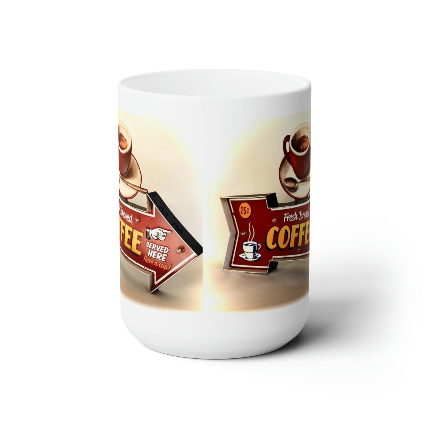 Retro Vintage Sign Coffee Mug Old Style Cup Coffee Sign Vintage Style 15oz